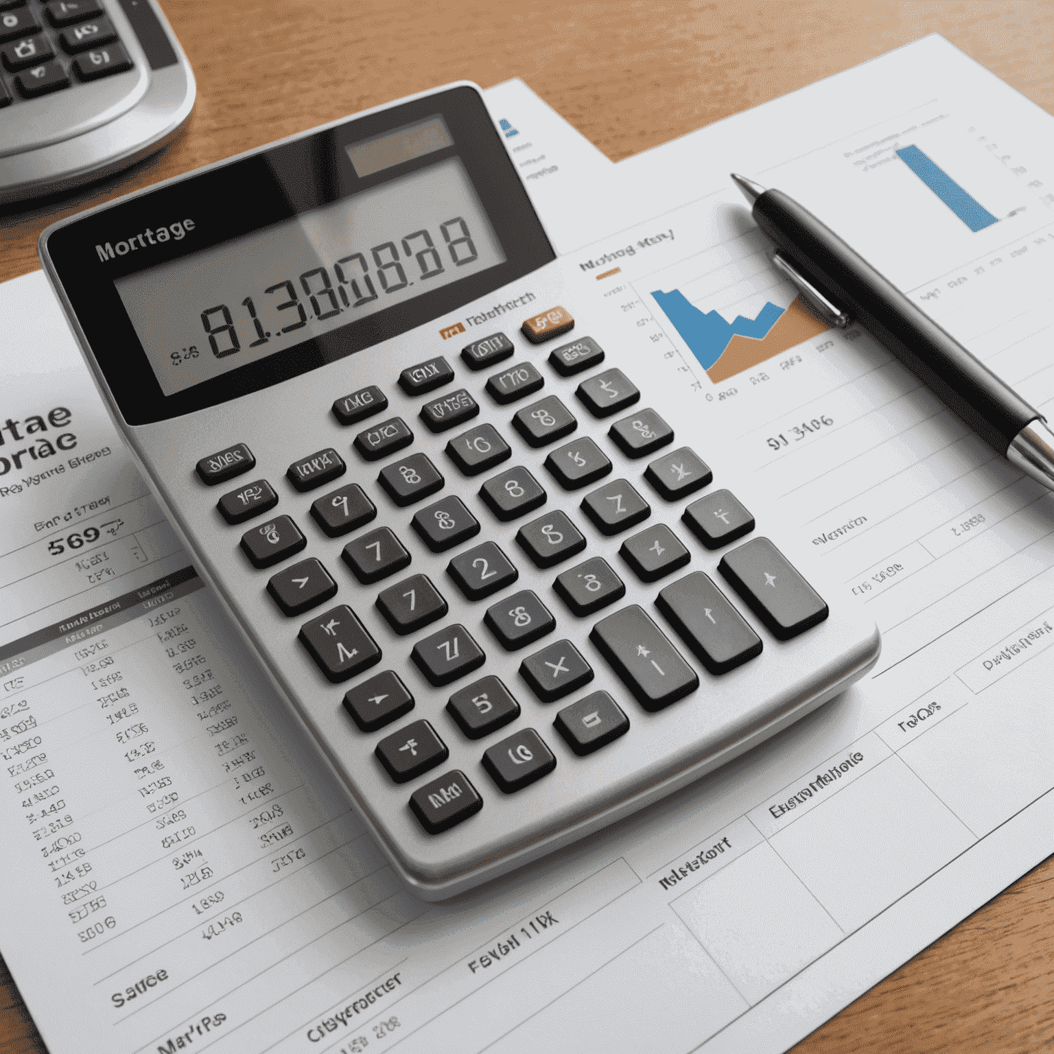 Interfaz de una calculadora hipotecaria con gráficos de pagos mensuales